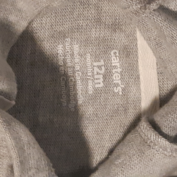 Carter's Hooded Shirt/Boys 12 Months Old,Grey Color Short sleeves, Front Pocket - Picture 6 of 7